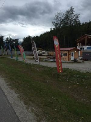 The side with flags by road