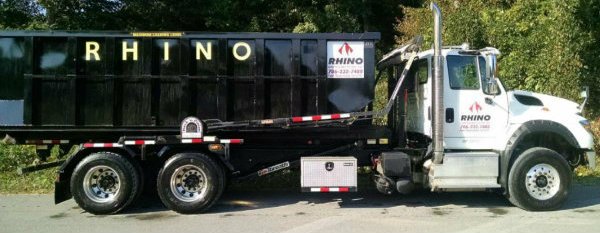 A Rhino Dumpster on the move