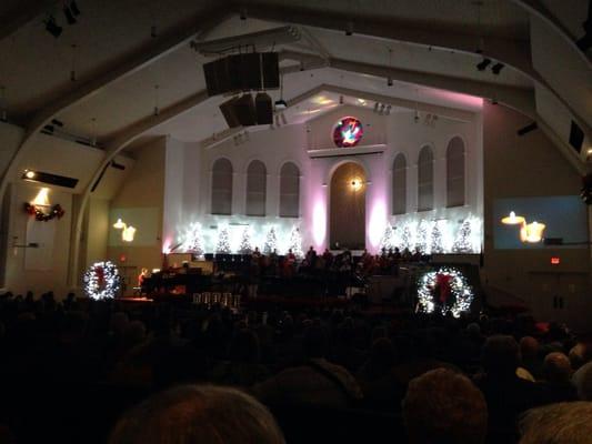 Christmas Eve service - the chapel decorated for the celebration of the birth of Christ.