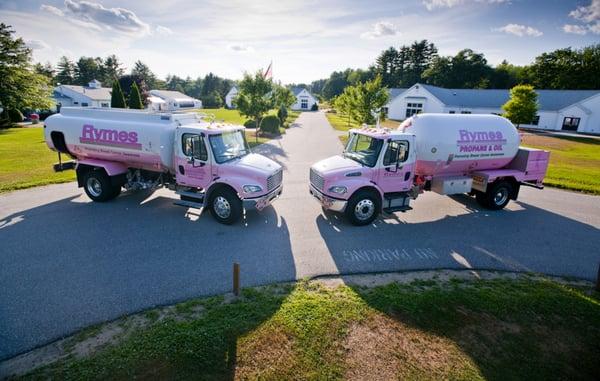 Our Pink-Ribon oil and propane delivery trucks.