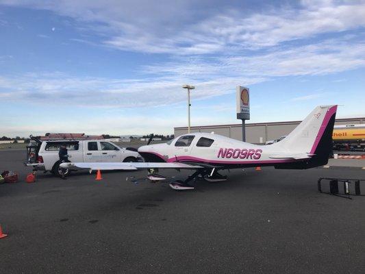 Immaculate Flight at work at their Hayward base at APP Jet center. Serving the Bay Area mobile detailing.24/7/365. Www.immaculateflight.com