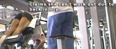 Lady working out and working as personal trainer while on worker's compensation.