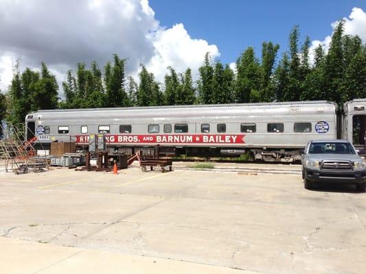 Vintage circus car at Feld headquarters