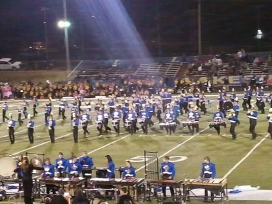 The marching ram band at half time show.