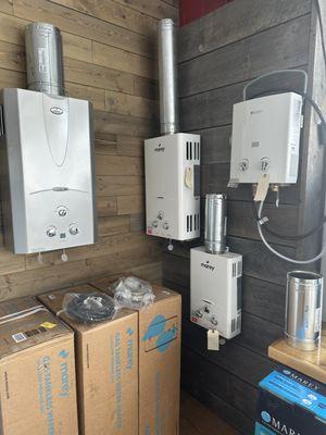 Marey On-Demand propane hot water heaters.