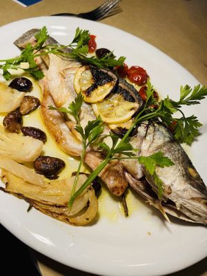 Oven roasted branzino