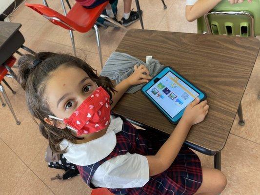 Learning to code can happen at all ages! Here is a future programmer hard at work!