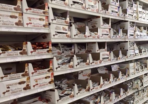 Shelves and walls of Russell Stover chocolates and candies - plus an ice cream bar!!!