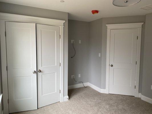 Bedroom doors walls ceiling finished