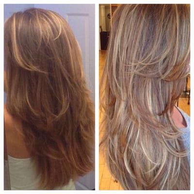 The left is my hair cut and color and the right is the photo I showed prior to my appointment