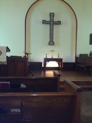 The cross in the front of Central College Presbyterian - part of Field of Heroes tour