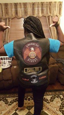 All patches were taken off my old vest and put on my  new vest perfectly.  Vest modeled by my daughter lol