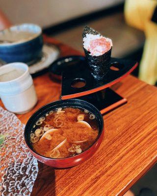 Sushi omakase 3/3: Clam miso soup & negitoro hand roll / $100 total