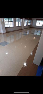 Freshly waxed floors at Nursing home facility