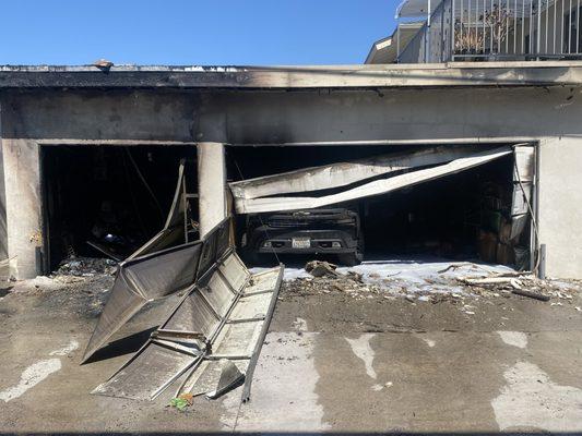 Burned down garages