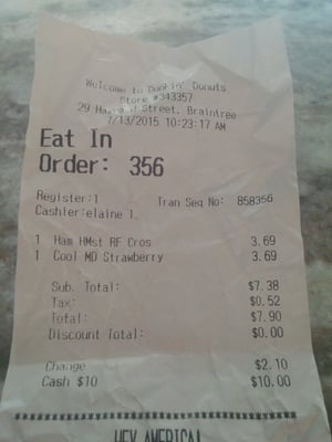 The receipt from the order.