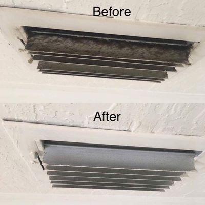 Air Duct Cleaning. Vents before and after the service