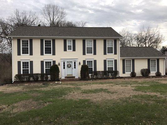 Check out this beautiful Certainteed Landmark weathered wood shingle - it looks great on this house on Indian Lake peninsula!