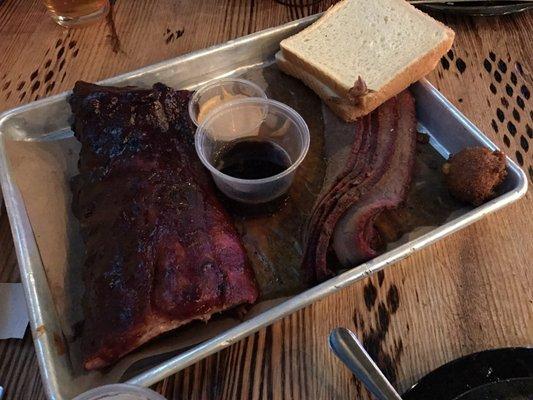 $24 Rib brisket pork sampler. Tons of delicious waygu