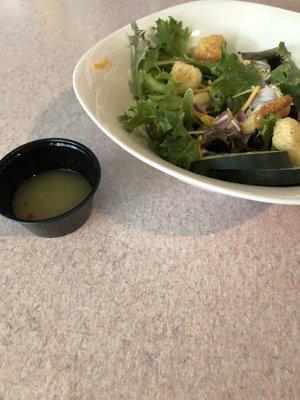 Salad with nail polish remover dressing