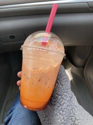 Thai Iced Tea Boba. They were out of boba but the drink still tastes fantastic, not too much ice :)