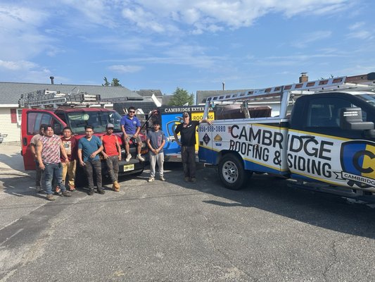 Cambridge's foreman and the roofing crew