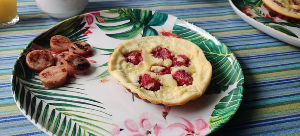 The raspberry clafouti with fried apple sausage. The clafouti was absolutely amazing!