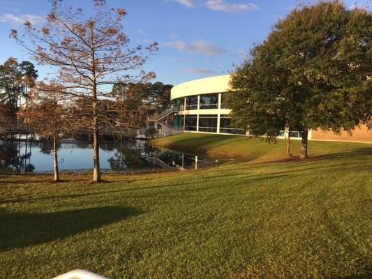 Sunrise on campus by the lake is beautiful.