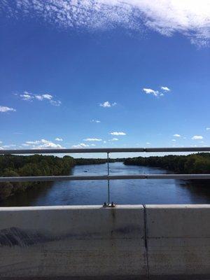 Mississippi River view over bridge.