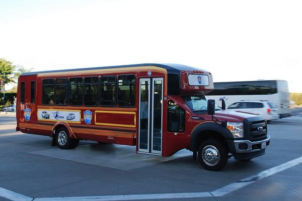 New, comfortable shuttle for the hotel guests.