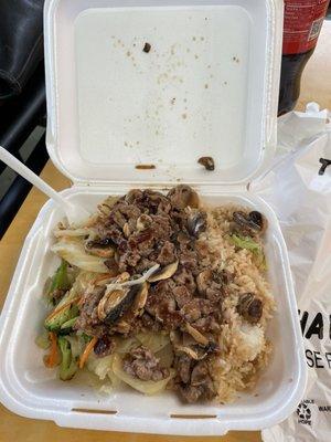 2. Beef Teriyaki Combo with veggies and fried rice!