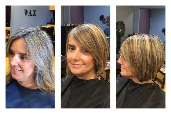 So beautiful makeover for my customer make her younger 10 years by adding lowlight and Hilight!work by Linda