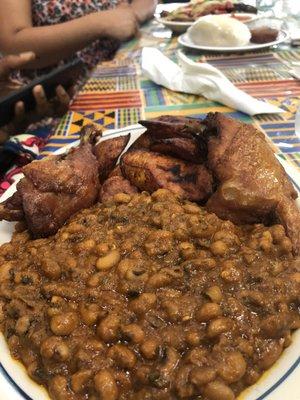 Red red: bean stew, chicken, plantains