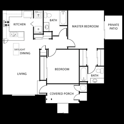 Two bedroom Two bath floor plan