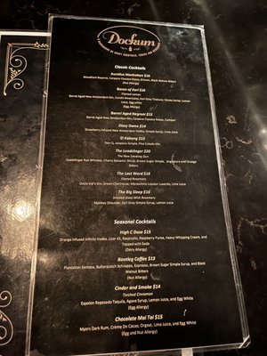 Drink menu