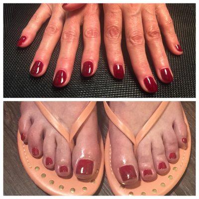 Nothing better than making her feel beautiful! No chip manicure and regular pedicure in CND Decadent color. Simply elegant!