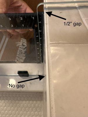 Gap in glass pane installation.