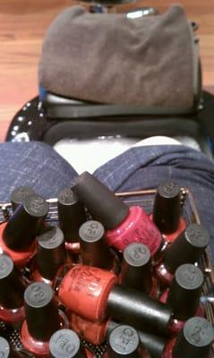 Nail color selections came in a basket- all OPI