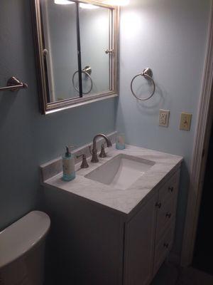 Just finished a bathroom remodel, customer is extremely happy and loves her new bathroom!