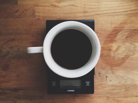 Fresh roasted coffee served up as a pour-over!