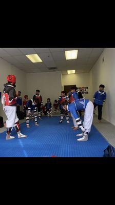 Our sparring team during a tough session! Our Olympic sparring program produced state and national champions since 2017!