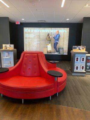 Cool coach in the store with power outlets under the arm rests!