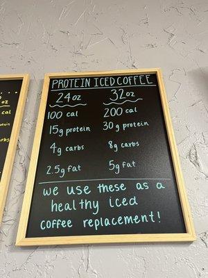 Protein Iced Coffee Nutrition Menu