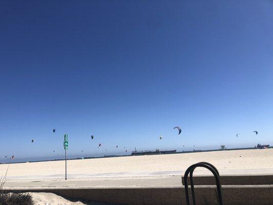 Kite-surfing off the Belmont Shore Ocean Blvd. parking lot