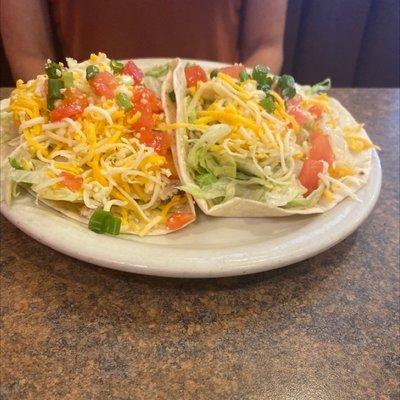 Two chicken tacos