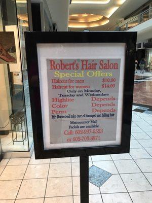 Robert's Hair Salon.