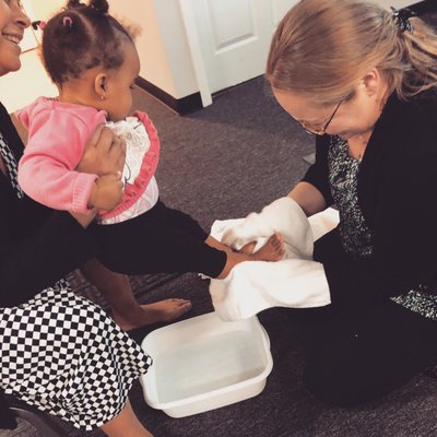 Washing feet ceremony ... even the babies can take part  teach them young