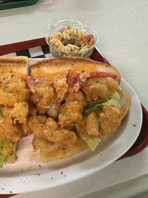 Half of the shrimp po boy