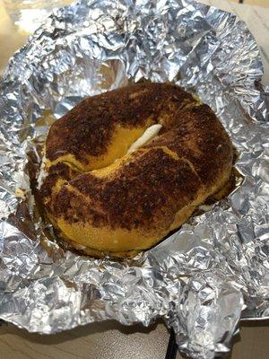 French Toast Bagel with plain cream cheese