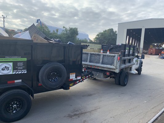 15 yard dumpster picked up from customer and in line to be dumped at transfer station